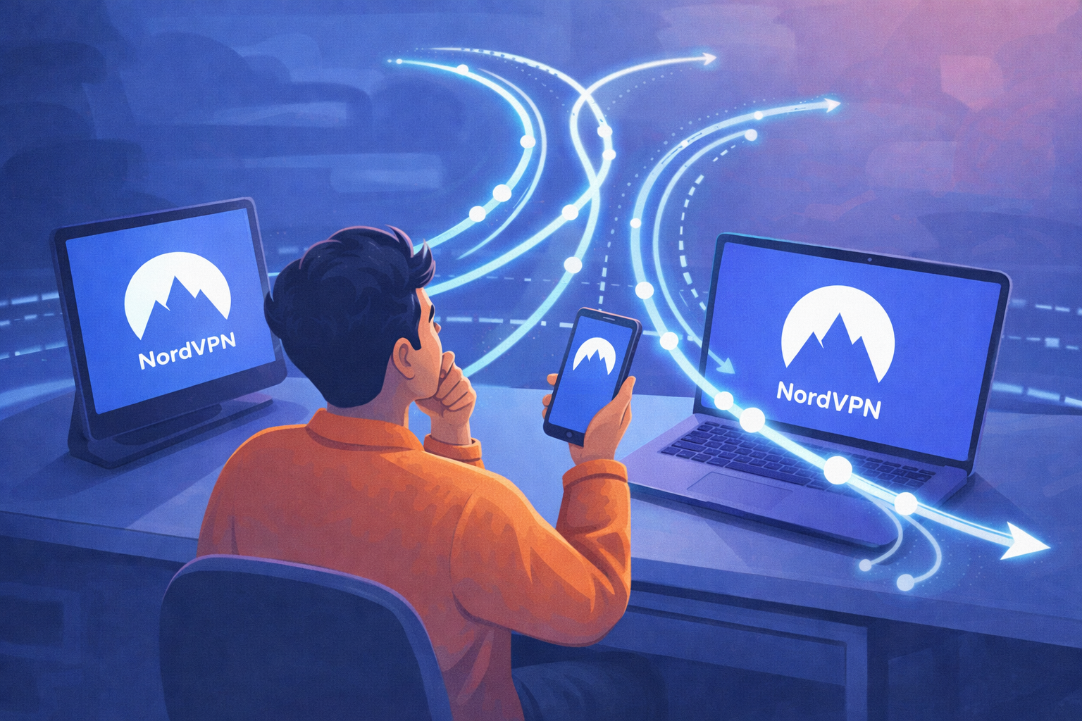 NordVPN utilisé sur plusieurs appareils avec connexion VPN sécurisée